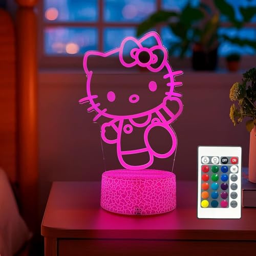 LOUHH Cat Night Light, 3D LED 16 Color Intelligent Remote Control Lamp for Children's Gifts Children's Room Decoration Holiday Gifts - color: Pink