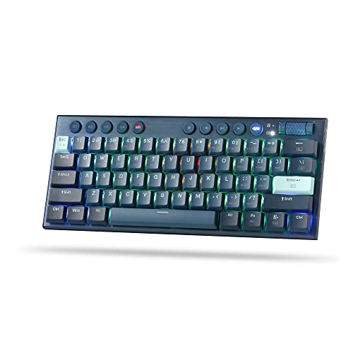 Redragon K632 PRO 60% Wireless RGB Mechanical Keyboard, BT/2.4Ghz/Wired Tri-Mode Ultra-Thin Low Profile Gaming Keyboard w/No-Lag Connection, Dedicated Media Control & Linear Red Switch