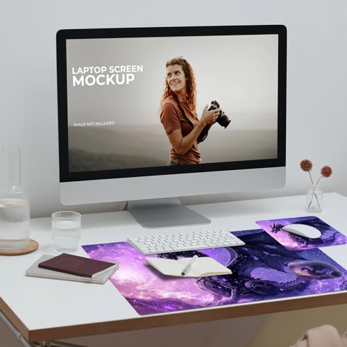 Desk Pad, Large Game Mouse Pad + Small Mouse Pad + Wrist Rest,Ergonomic Mouse Pad,Table Mat with Stitched Edge,Anti-Slip,Memory Foam Desk Mat for Home Office Gaming(23.6×11.8in),Purple Dragon - color: Purple Dragon