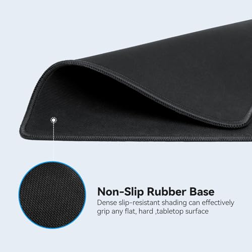TECKNET 4 Pack Mouse Pad with Anti-fray Stitching, Waterproof Surface & Non-Slip Rubber Base with Stitched Edges Gaming Mouse Mat for Laptop, Compatible with Laser and Optical Mice - Black - color: A-Black-4 Pack