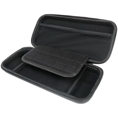 Carry Case for N*intendo Switch/ Switch OLED, Hard Portable Travel Protective Shell Pouch with Pockets for Games & Accessories, Shockproof Lightweight Carrying Case for Console & Joycons - Black