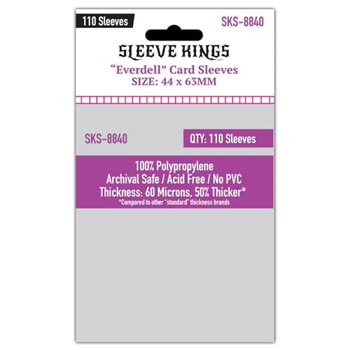 Sleeve Kings Everdell Mini Compatible Card Sleeves – 110 Pack, 44 x 63 mm, Extra Clear 60 Micron Polypropylene, Acid-Free, PVC-Free – SKS-8840 - size: 44 x 63 mm, style: Everdell Mini Compatible