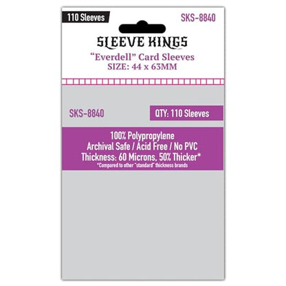 Sleeve Kings Everdell Mini Compatible Card Sleeves – 110 Pack, 44 x 63 mm, Extra Clear 60 Micron Polypropylene, Acid-Free, PVC-Free – SKS-8840 - size: 44 x 63 mm, style: Everdell Mini Compatible