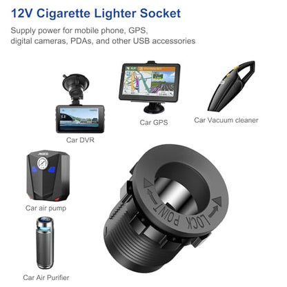 12V USB Outlet Marine Switch Panel 12 Volt Plug, PD3.0 & Dual Quick Charge 3.0 USB Ports Aluminum Car Charger with Power Switch, Waterproof 150W Cigarette Lighter Socket 2 in 1 DIY Kit for Boat RV ATV - color: Charger+Socket