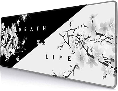 Gaming Mouse Pad, Large Mouse Pads for Desk, Non-Slip Rubber Base Mousepad, Keyboard Mouse Mat Desk Pad with Stitched Edges, 31.5x11.8 inch Sakura Death Life Floral - color: 03 Death Life Floral