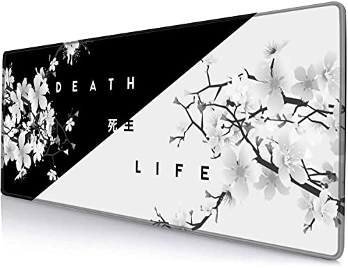 Gaming Mouse Pad, Large Mouse Pads for Desk, Non-Slip Rubber Base Mousepad, Keyboard Mouse Mat Desk Pad with Stitched Edges, 31.5x11.8 inch Sakura Death Life Floral - color: 03 Death Life Floral