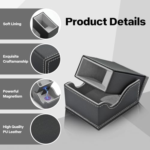 Dice Roller Tower, Premium DND Magnetic Dice Tray, Foldable PU Leather Dice Tower RPG Gifts for Dungeons and Dragons MTG Dm & Player Black/Grey - color: Black/Grey