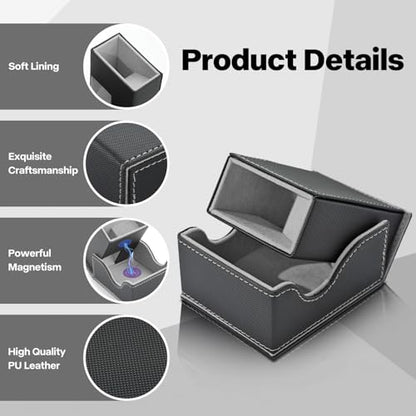 Dice Roller Tower, Premium DND Magnetic Dice Tray, Foldable PU Leather Dice Tower RPG Gifts for Dungeons and Dragons MTG Dm & Player Black/Grey - color: Black/Grey