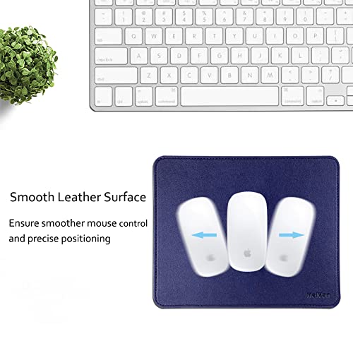 MelVan PU Leather Mouse Pad with Stitched Edge, Wood Mousepad, Waterproof Gaming Mouse Pad Mat for Computers, Laptop, Office & Home, 10.2" x 8.3", 1 Pack (Navy Blue) - color: Navy Blue