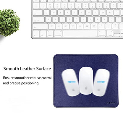 MelVan PU Leather Mouse Pad with Stitched Edge, Wood Mousepad, Waterproof Gaming Mouse Pad Mat for Computers, Laptop, Office & Home, 10.2" x 8.3", 1 Pack (Navy Blue) - color: Navy Blue
