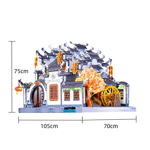 MU 3D Metal Puzzle for Adult Chinese Landscape Architecture Anhui Style Gardens, Jigsaw DIY Miniature Model Kits for Beginner Building Birthday Gift, 124pcs - color: Anhui Style