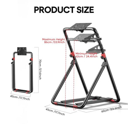 RACGTING Racing Wheel Stand for Logitech G29 - Foldable Racing Simulator Cockpit, Adjustable Sim Racing Stand for Logitech G920/G923/G27/G25, Thrustmaster T248X/T248/T300RS/T150/458, Black | Fits Logitech G29/G920/G923/G PRO, MOZA R3/R5/R21 & Thrustmaster