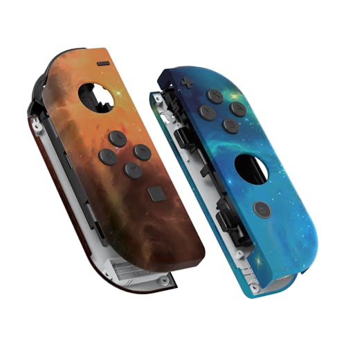eXtremeRate DIY Replacement Shell Buttons for Nintendo Switch & Switch OLED, Gold Star Universe Soft Touch Housing with Full Set Button for Joycon Handheld Controller - Console Shell NOT Included - color: Gold Star Universe