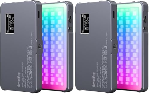 P96L RGB Video Light by SmallRig, Portable Metal LED Camera Light, 2500-8000K, 21 Effects, CRI 96+, OLED Display, Photo and Video Lighting, Long Battery Life, Fits Phone and Camera (Pack of 2) - size: 14cm P96L (Pack of 2)
