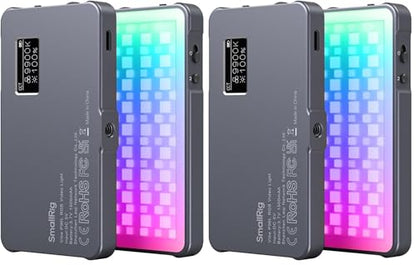 P96L RGB Video Light by SmallRig, Portable Metal LED Camera Light, 2500-8000K, 21 Effects, CRI 96+, OLED Display, Photo and Video Lighting, Long Battery Life, Fits Phone and Camera (Pack of 2) - size: 14cm P96L (Pack of 2)