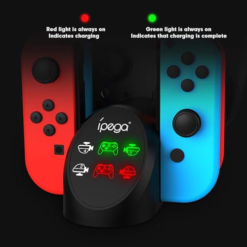 ECHZOVE Charging Dock for Nintendo Switch Joy-Con & Pro Controllers, 6-in-1 Controller Charging Station for 4 Joy-Cons and 2 Official Pro Controllers, LED Indicators, USB Ports, Game Room Organizer
