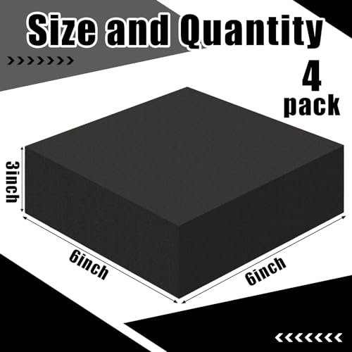 4 Pcs 3" Thick Foam Padding Sheet with Adhesive Backing 6 x 6 Inches Self Stick Neoprene Insulation Foam Sheet Black for Furniture Cars Speakers - color: Black, size: 3 Inch Thick, 6 x 6 Inches