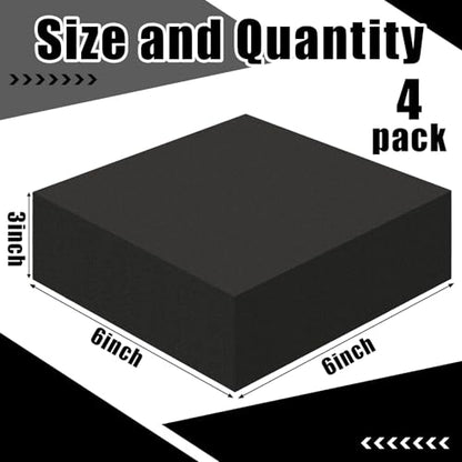 4 Pcs 3" Thick Foam Padding Sheet with Adhesive Backing 6 x 6 Inches Self Stick Neoprene Insulation Foam Sheet Black for Furniture Cars Speakers - color: Black, size: 3 Inch Thick, 6 x 6 Inches