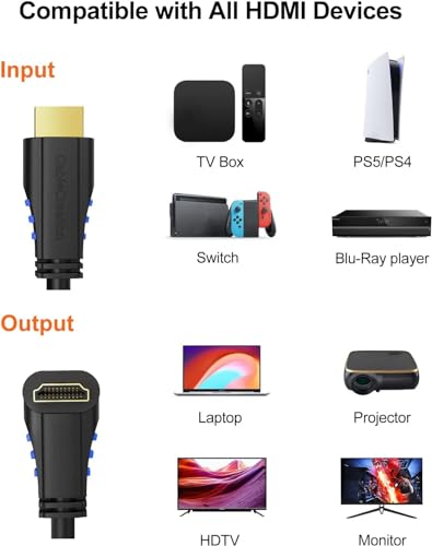 CableCreation 6ft 4K HDMI Cable, Left Angle 90 Degree, 4K@60HZ Ultra HD Support, Male to Male Black - size: 6FT, style: Left Angle