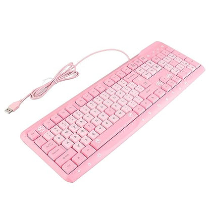 ANGGREK Silent Keyboard Mechanical Keyboard Membrane USB Wired 104 Keys QWERTY with Adjustable Bracket for Laptop Home Office Gaming (Pink) - color: Pink