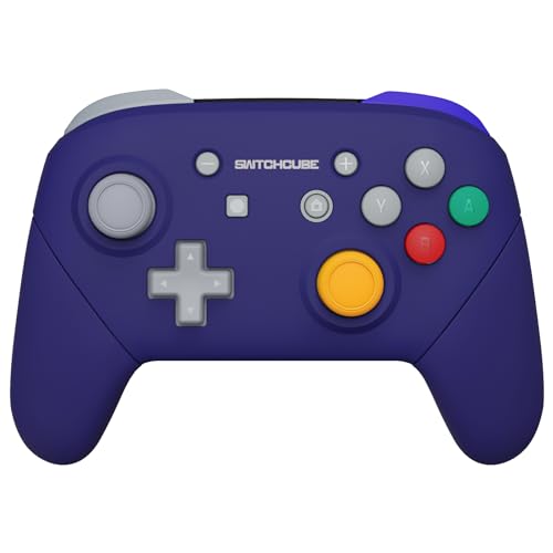 eXtremeRate Classic SwitchCube Style Faceplate Backplate Handles for Nintendo Switch Pro Controller, Soft Touch Replacement Grip Housing Shell Cover with Full Set Buttons for Nintendo Switch Pro - color: Classic SwitchCube Style - Purple