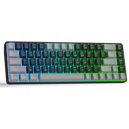 DIERYA DK68 60% Wireless Mechanical Gaming Keyboard, 3-Mode, Bluetooth 5.0/2.4G/USB-C, RGB Backlit, 68-Key Compact Mini for Windows, Mac, Linux - Clicky Blue Switch - Grey/Black - color: Grey Black/Blue Switch