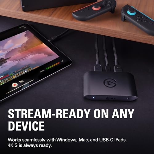 Elgato 4K S Capture Card for PS5, Xbox Series X/S, Switch 2 | 4K60 capture, 1440p120 or 1080p240 passthrough, HDR10 support, Near-zero latency, USB-C, Analog audio input - style: 4K S