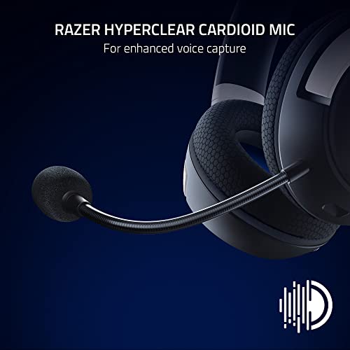Razer Kaira Wireless PlayStation Gaming Headset, White & Black | 50mm Drivers, HyperClear Cardioid Mic, Memory Foam Cushions, Bluetooth, 30 Hr Battery, for PlayStation 5, PS4, PC, Mobile - color: White/Black, style: Kaira HyperSpeed