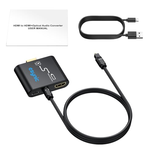 eSynic Portable 4K@30Hz HDMI Optical Audio Extractor-Only From Frie TV Stick/Gaming Console to HDMI Monitor Display & Optical Soundbar-Easy to Set Up-Dolby/DTS 5.1 Surround Sound-Not For HDTV ARC/eARC