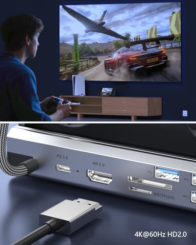 12-in-1 Steam Deck Dock with Dual RGB Cooling Fans, 4K@60Hz HDMI 2.0, 6 USB Ports, Gigabit Ethernet, 100W PD, 40Gbps for Steam Deck/ROG Ally/Switch/Legion Go | Compatible with Switch 2/OLED, MSI Claw, Legion Go S/2. Multi-ports HDMI/USB-C/Ethernet. Keeps