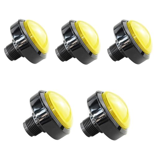 5X New 60mm Dome Shaped LED Illuminated Push Buttons for Arcade Coin Buttons Machine Operated Games DC 12V (Yellow) - color: Yellow