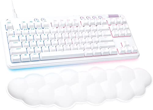 Logitech G713 Wired Gaming Keyboard with LIGHTSYNC RGB Lighting, Tactile Switches (GX Brown), and Keyboard Palm Rest, PC and Mac Compatible, White Mist - size: Wired, style: Tactile