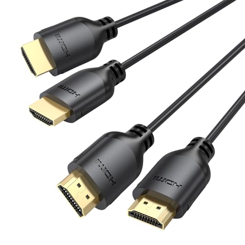 Thin HDMI Cable 6FT 2-Pack, Ultra Slim HDMI Cable Flexible 4K@60Hz | High Speed HDMI Cord Support HDR, ARC, 18Gbps, 2K@144Hz, 1080P Compatible with HDTV, Monitor, Laptop, PS5/PS4, Blu-ray Player