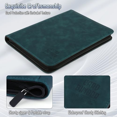 Trading Card Binder, Premium 9 Pocket Double Sided 540 Pocket PU Card Collection Binder, Collectible Trading Card Albums for MTG, TCG, Sport Card, Game Cards (Viridian) - color: Viridian