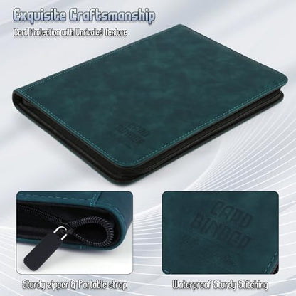 Trading Card Binder, Premium 9 Pocket Double Sided 540 Pocket PU Card Collection Binder, Collectible Trading Card Albums for MTG, TCG, Sport Card, Game Cards (Viridian) - color: Viridian