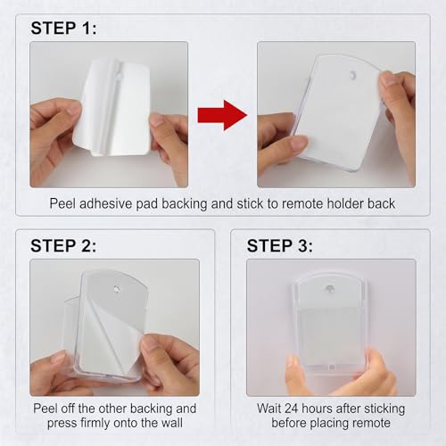 2 PCS Remote Control Holder Wall Mount, TV Remote Control Holder, Self Adhesive Pen Holder Organizers and Accessories for Home Office School (4, Clear-4Pcs) - color: Set of 4-Clear