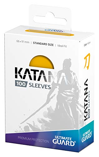 Ultimate Guard Katana Card Sleeves: 100 Standard Size TCG Sleeves, 66 x 91mm, Yellow Back, Tournament Quality, No PVC & Acid-Free, High Clarity - color: Yellow, size: Standard Size (66 x 91mm)