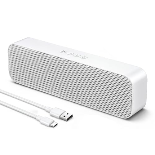 Computer Speakers for Desktop PC,USB Powered & Plug and Play,with Bluetooth 5.3/3.5mm AUX Input,Small Bluetooth Speakers with Stereo Sound Fit Under the Monitor for Office Work, Gaming, Music - color: White