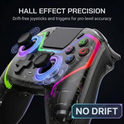 Fyvra Wireless Controller compatible with PS5, PS5 Slim, PS5 Pro, PC, iOS, Mac, Android and Steam with Hall Effect Joysticks and Triggers, 6-Axis Gyro, RGB Lighting, Programmable Back Buttons, Bluetooth 5.3