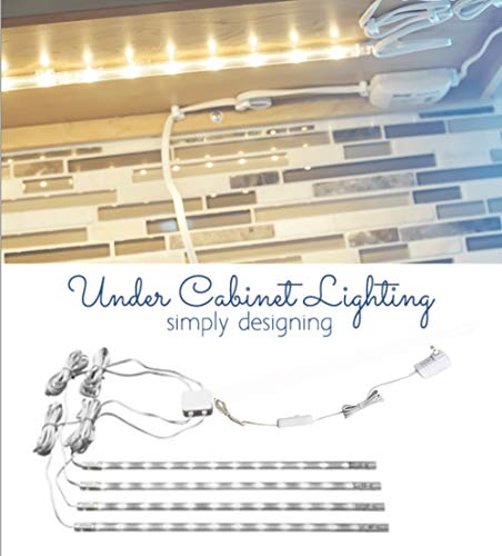 Cefrank Display Lights, 16" LED Light Bar, 4-Pack Linkable Warm White Kit | Ultra Thin Plug in Light Bar for Bookshelf Accent Lighting, Soft Glow, Low Heat Safe Touch, Under Cabinet Lamp, 3000K - color: Warm White