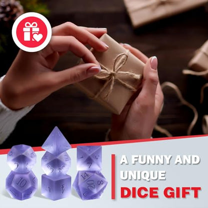 Matte Purple 7Pcs Polyhedral Dice Set, K9 Crystal Cat's Eye Multi-Faceted DND Dice for Dungeons and Dragons RPG Tabletop Game (Matte Purple) - color: Matte Purple