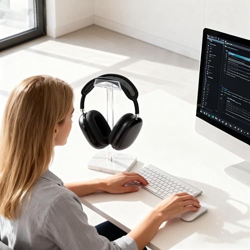 Acrylic Marble Headset Holder Headphone Holders for Desk, Gaming Headphone Stand,Universal Holder for Music Headset Accessories 1 Pack(DP029) - color: white