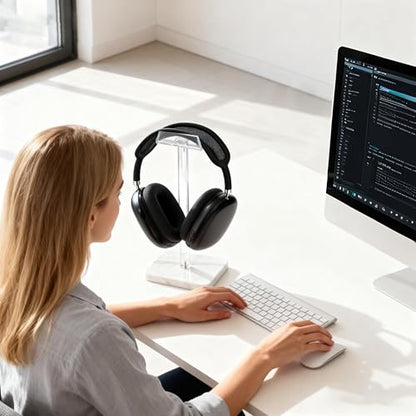 Acrylic Marble Headset Holder Headphone Holders for Desk, Gaming Headphone Stand,Universal Holder for Music Headset Accessories 1 Pack(DP029) - color: white