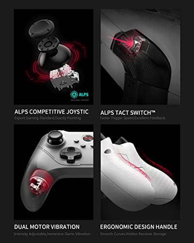 BEITONG Asura 2 Pro Game Wireless Controller - Hall Effect Trigger, ALPS Joystick, Gaming Gamepad for PC/Steam/Android TV/Tesla, Programmable M Buttons (White)