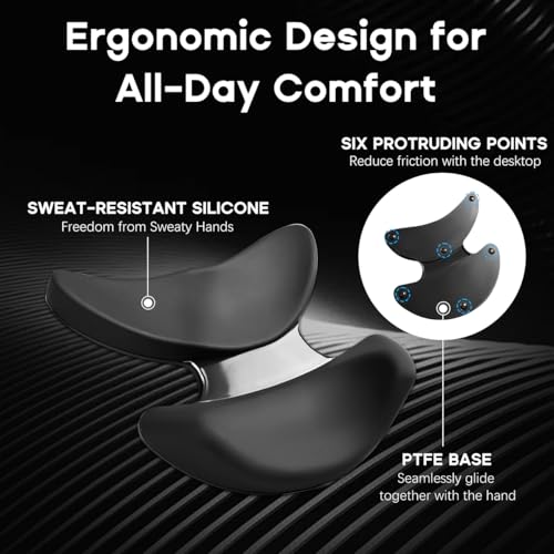 Ergonomic Wrist Rest for Mouse, Dual Palm-Wrist Support, Black | Curved Design for Wrist Pain Relief, Lightweight Portable, Glides Smoothly with Hand and Mouse