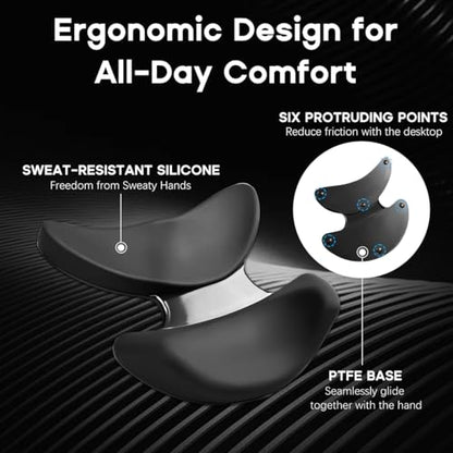 Ergonomic Wrist Rest for Mouse, Dual Palm-Wrist Support, Black | Curved Design for Wrist Pain Relief, Lightweight Portable, Glides Smoothly with Hand and Mouse