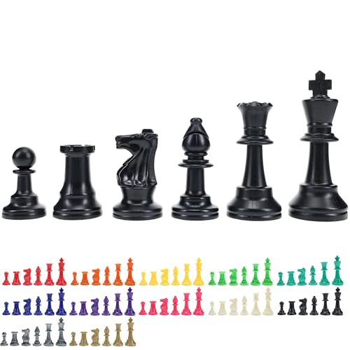 WE Games Color Bright Plastic Staunton Tournament Chess Pieces with 3.75 in. King - Half Chess Set of Chess Pieces Only, Black - color: Black