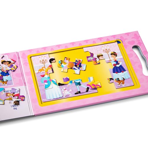 Melissa & Doug Take-Along Magnetic Jigsaw Puzzle Set – Princesses (2 x 15 Piece) Travel Activity Toy for Preschoolers and Kids Ages 3+ - size: 8.5 x 7.25 x 0.3 inches, style: Princesses