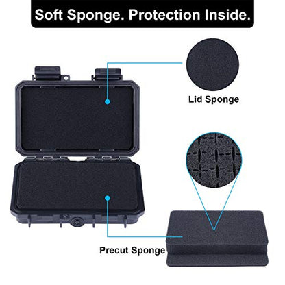 Lykus HC-1510 Mini Hard Case Dry Box with Foam Insert, Interior Size 5.91x3.35x1.46 inch, IP66 Splash-Proof - color: Black, size: HC-1510