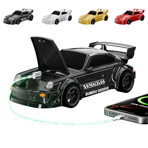 65W Fast Charging Desktop Charger, 3-Port USB-C & USB-A GaN Power Station, Racing Car Design with Intelligent Power Allocation, Compatible with iPhone, Android, iPad, Laptop & Earbuds (Black) - color: Black